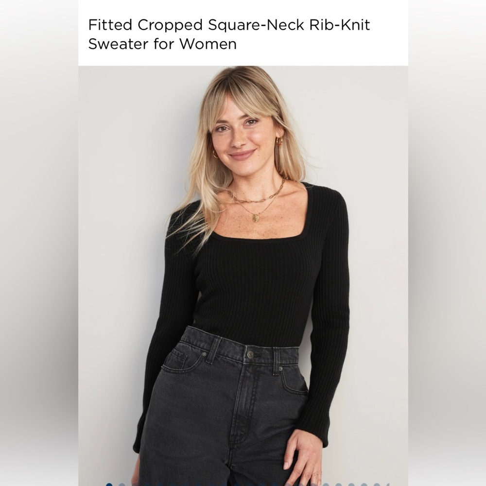 womens XL square neck ribbed cropped long sleeve!